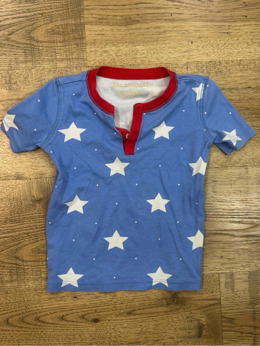 The Beaufort Bonnet Company Blue Star Short Sleeve Tee with Red Trim